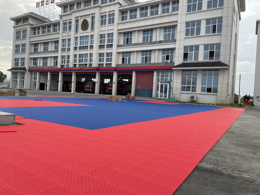 钱库应急救援大队训练场地整体建设拼装运动地板工程案例