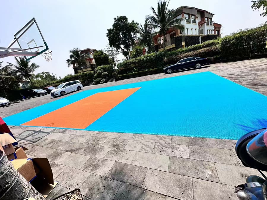 海口别墅运动场地整体建设拼装运动地板工程案例