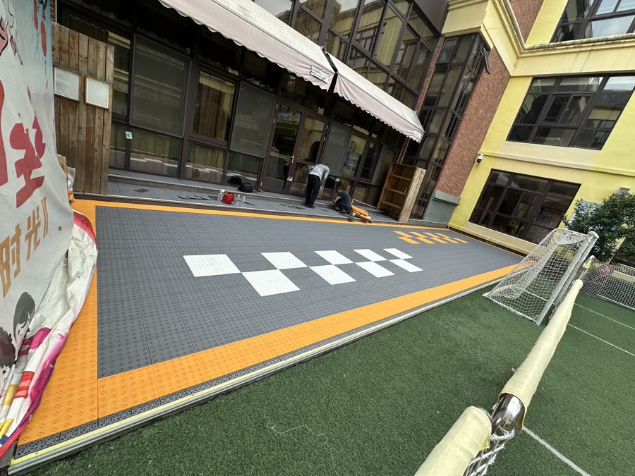 瑞安朝阳幼儿园活动场地整体铺装拼装运动地板工程案例