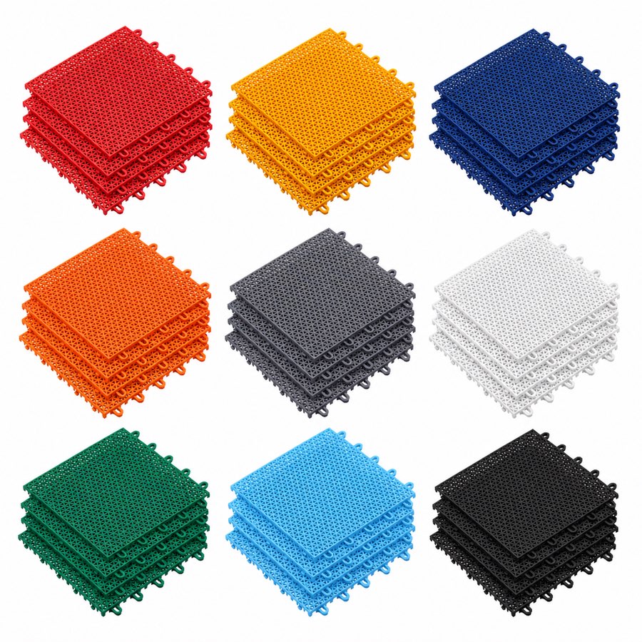 安耐康 ANK2 拼装运动地板 9 种标准配色实拍 · AnchorCare ANK2 interlocking modular court tile in 9 standard colors
