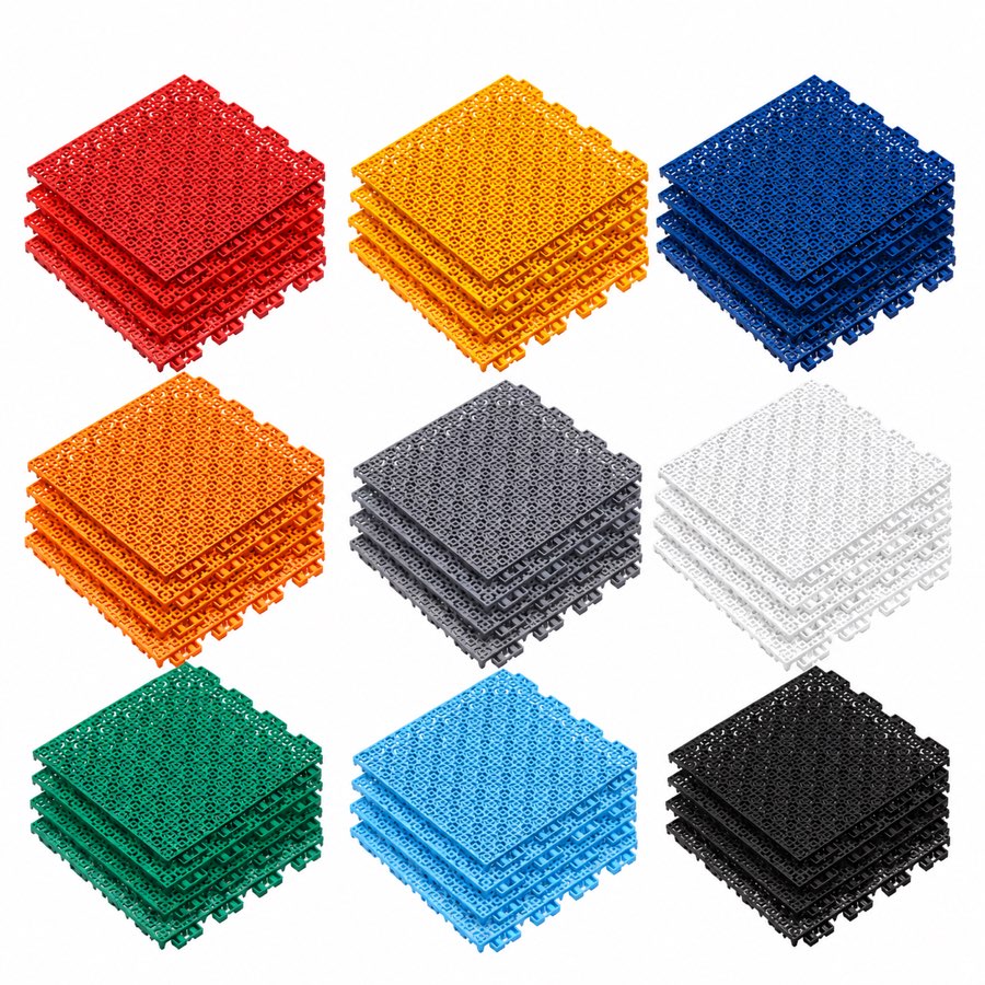 安耐康 ANK4 拼装运动地板 9 种标准配色实拍 · AnchorCare ANK4 interlocking modular court tile in 9 standard colors