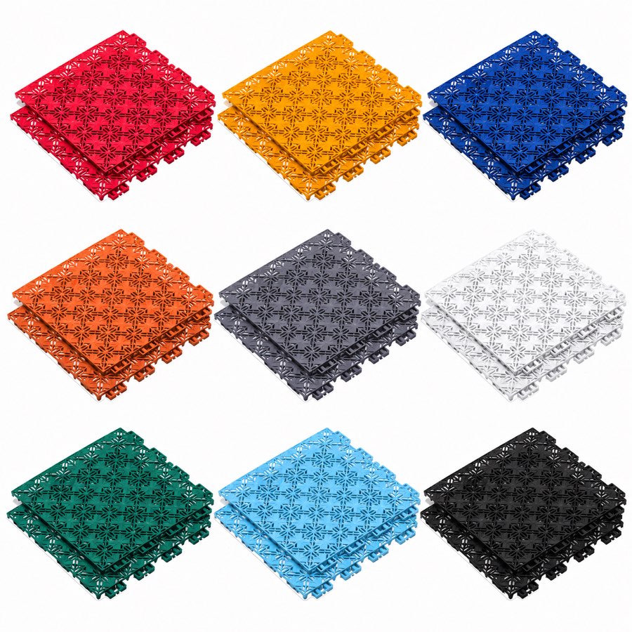 AnchorCare LOC1F 拼装地板 9 种标准配色展示 · AnchorCare LOC1F interlocking modular flooring in 9 standard colors