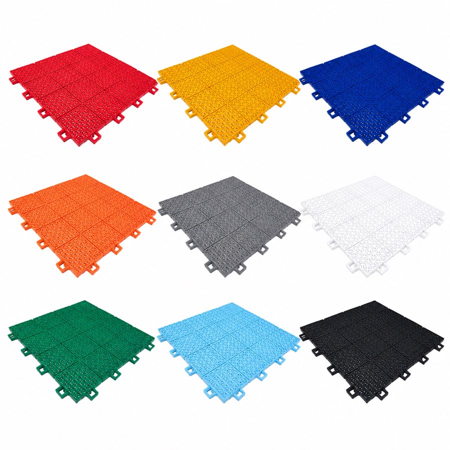 AnchorCare LOC4 拼装地板 9 种标准配色实拍 · AnchorCare LOC4 interlocking modular flooring in 9 standard colors