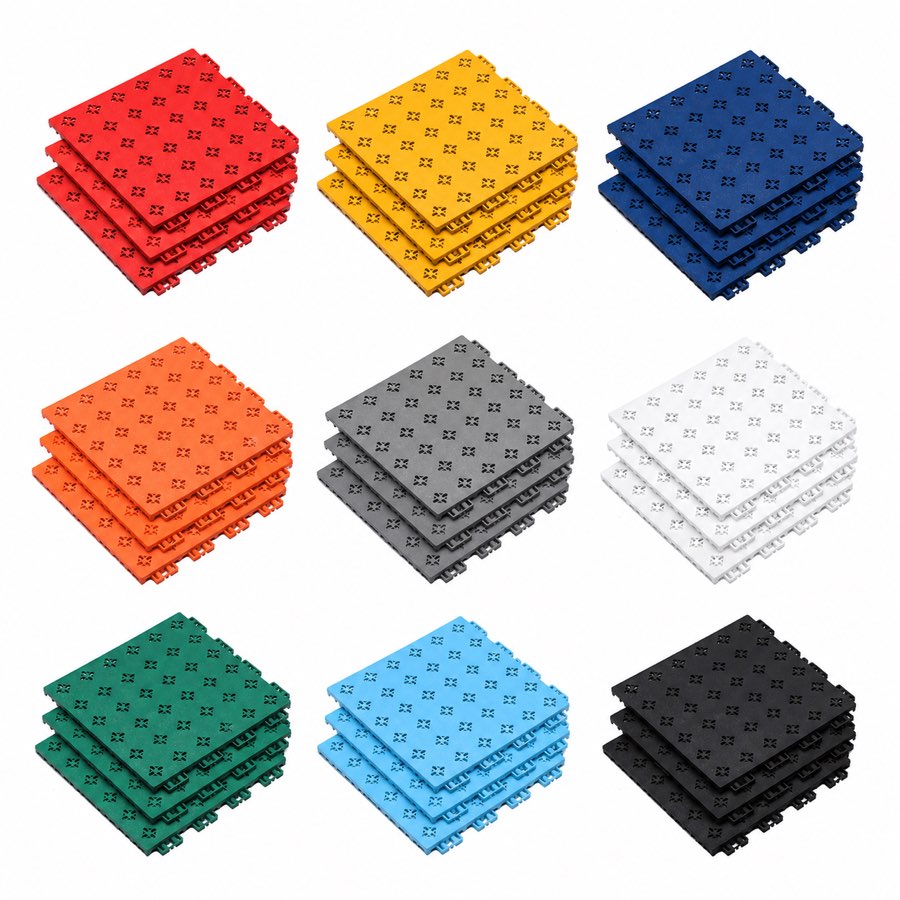 AnchorCare SVS2 拼装地板 9 种标准配色实拍 · AnchorCare SVS2 interlocking modular flooring in 9 standard colors