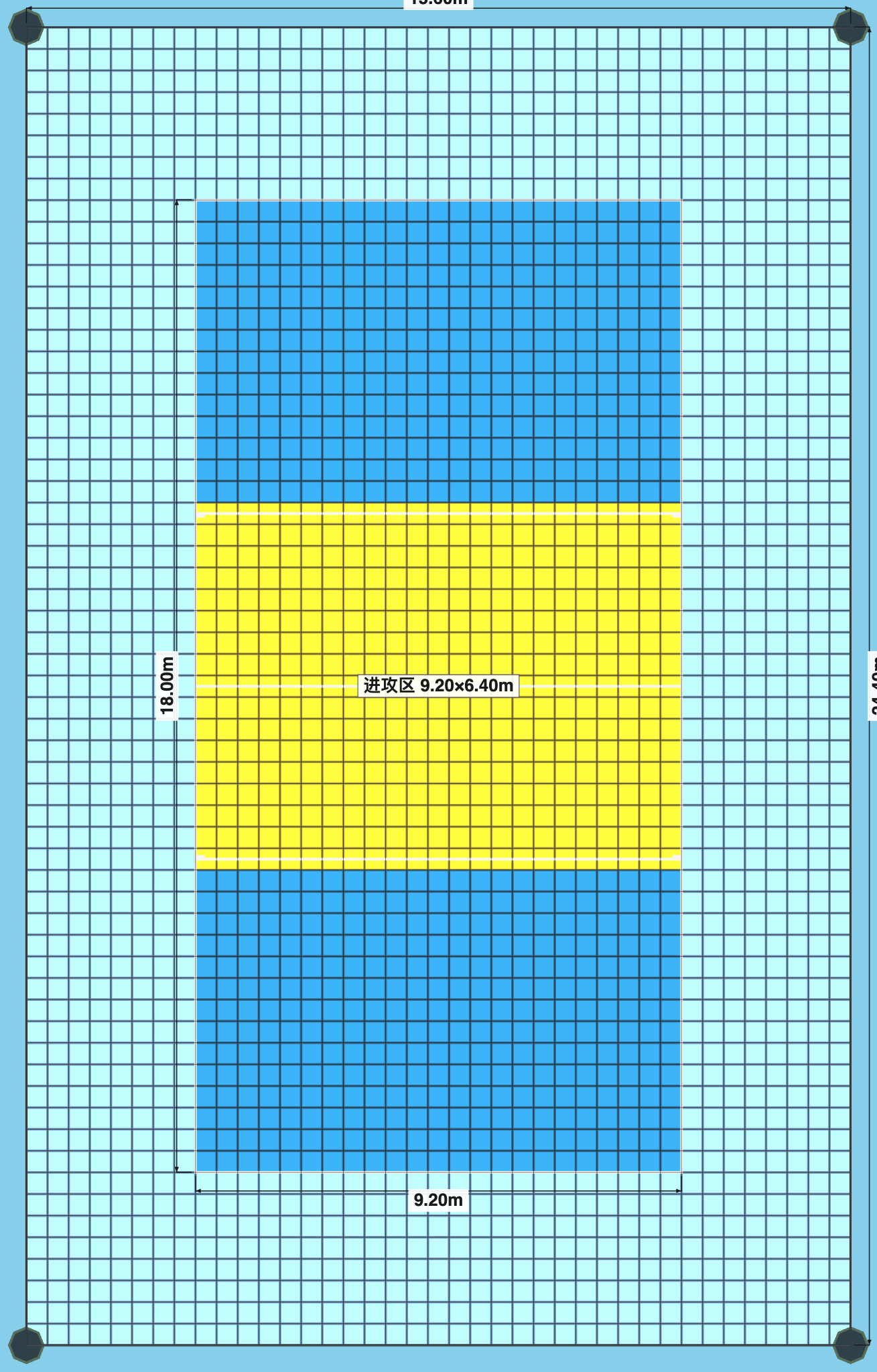 气排球场40cm悬浮地板拼装对齐示意